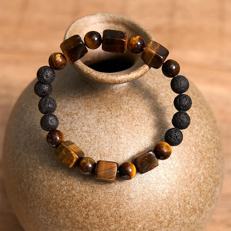 Buddha Stones各種クリスタルキューブアメジスト溶岩石サポートブレスレット