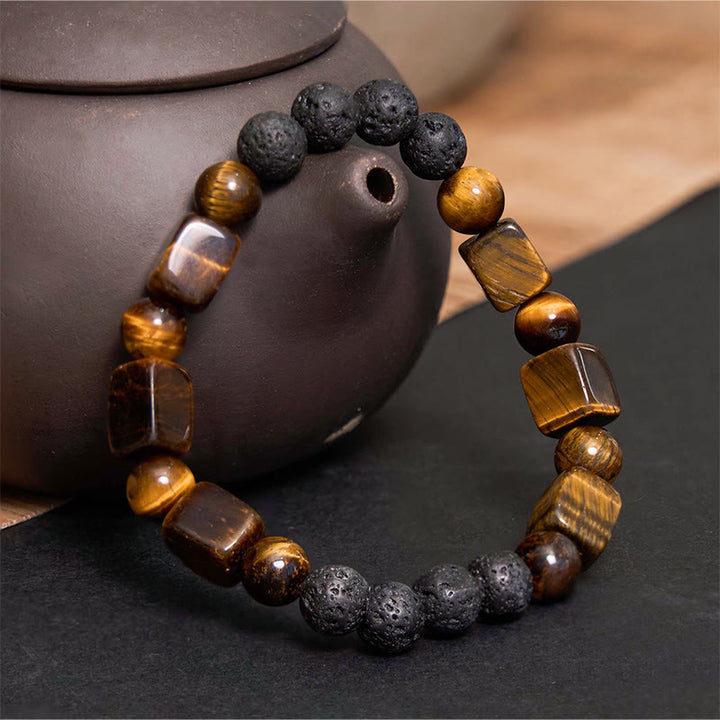 Buddha Stones各種クリスタルキューブアメジスト溶岩石サポートブレスレット