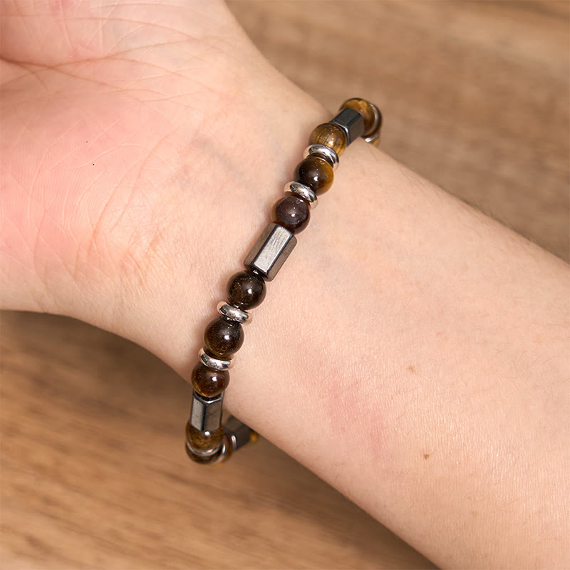 Buddha Stonesタイガーアイ ヘマタイト 強度バックルチェーンブレスレット