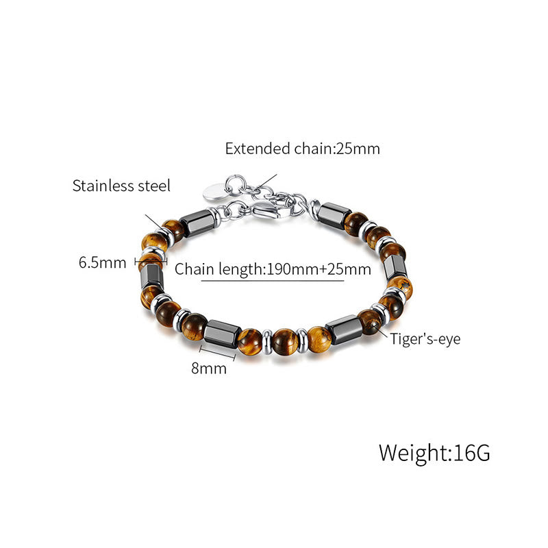 Buddha Stonesタイガーアイ ヘマタイト 強度バックルチェーンブレスレット