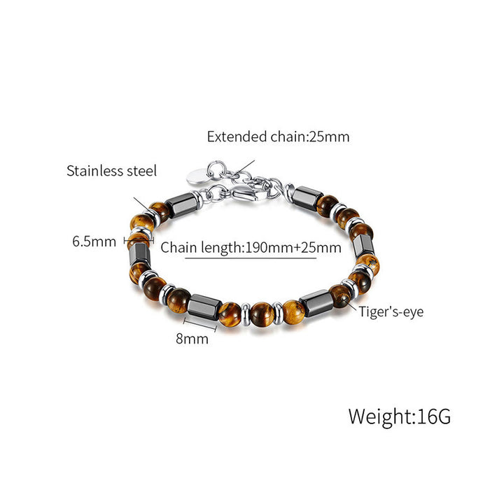 Buddha Stonesタイガーアイ ヘマタイト 強度バックルチェーンブレスレット