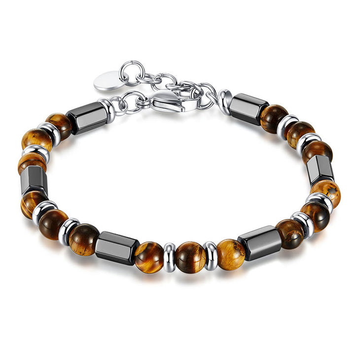 Buddha Stonesタイガーアイ ヘマタイト 強度バックルチェーンブレスレット