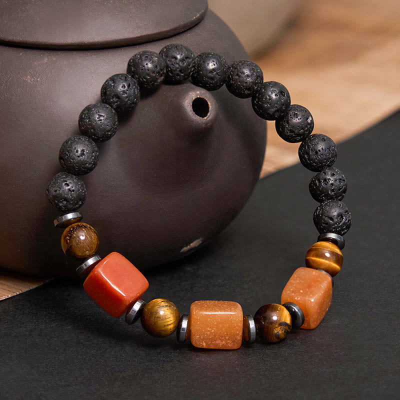 Buddha Stones各種クリスタル溶岩の穏やかなブレスレット