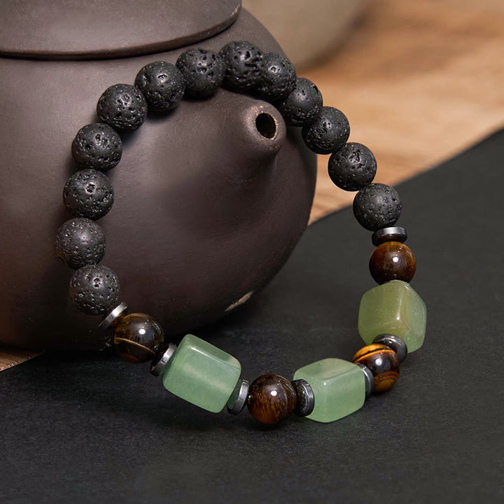 Buddha Stones各種クリスタル溶岩の穏やかなブレスレット