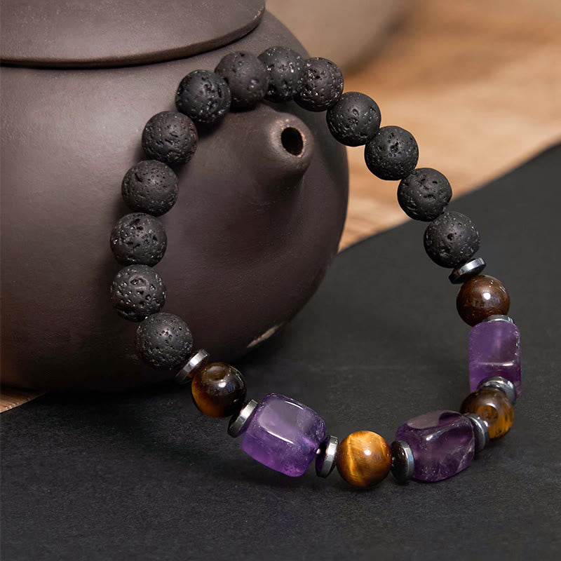 Buddha Stones各種クリスタル溶岩の穏やかなブレスレット