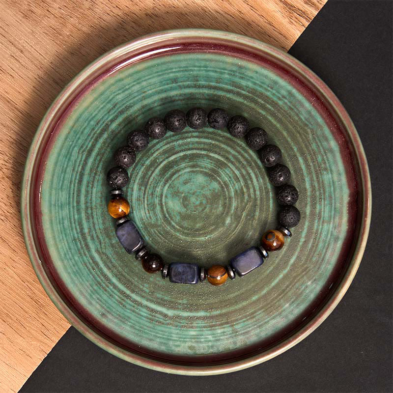 Buddha Stones各種クリスタル溶岩の穏やかなブレスレット