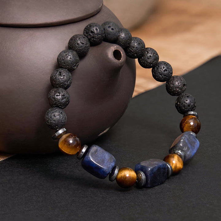 Buddha Stones各種クリスタル溶岩の穏やかなブレスレット