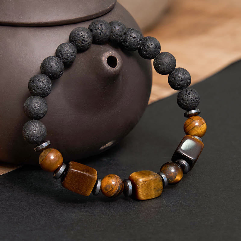 Buddha Stones各種クリスタル溶岩の穏やかなブレスレット
