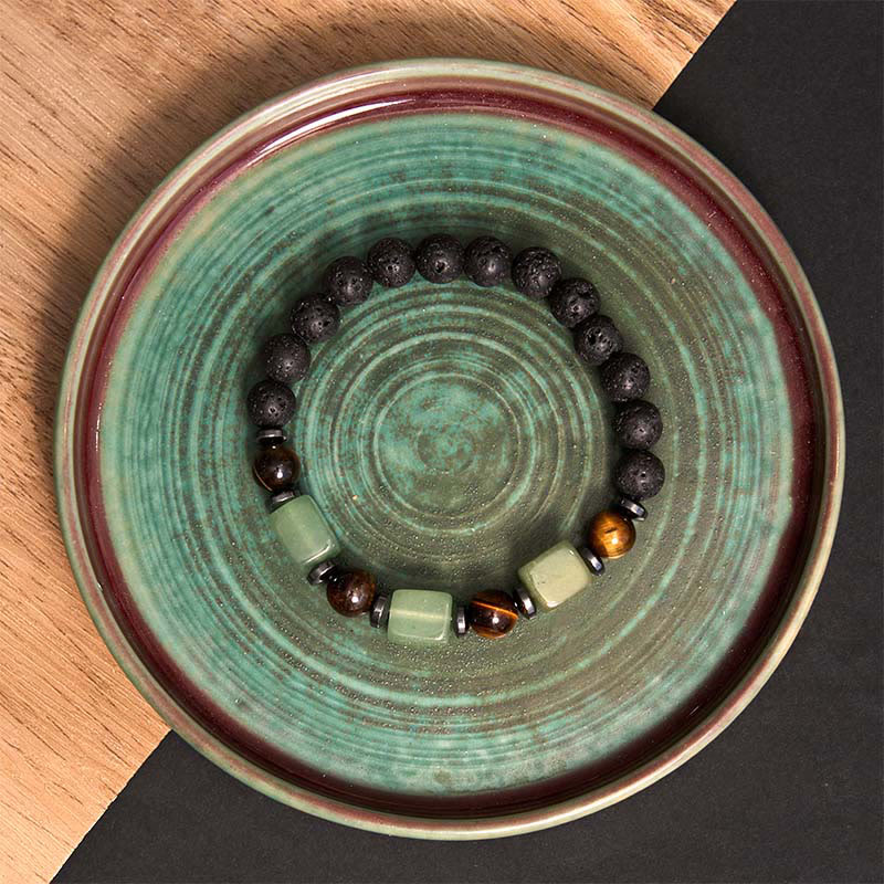 Buddha Stones各種クリスタル溶岩の穏やかなブレスレット