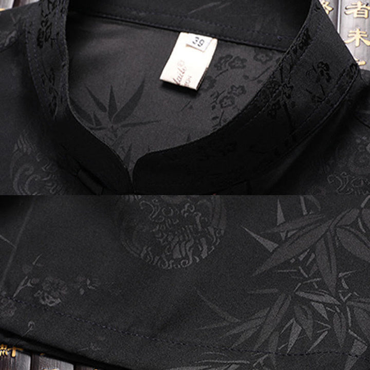 Buddha Stones石竹桃の花唐装漢服伝統制服半袖トップスパンツ衣類メンズセット - image 11