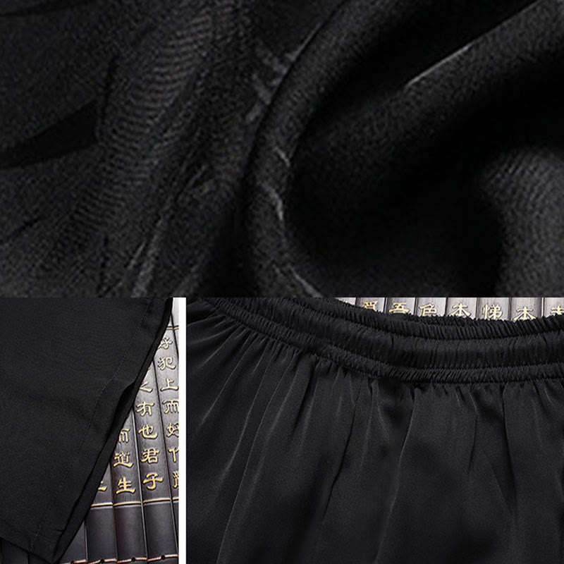 Buddha Stones石竹桃の花唐装漢服伝統制服半袖トップスパンツ衣類メンズセット - image 17