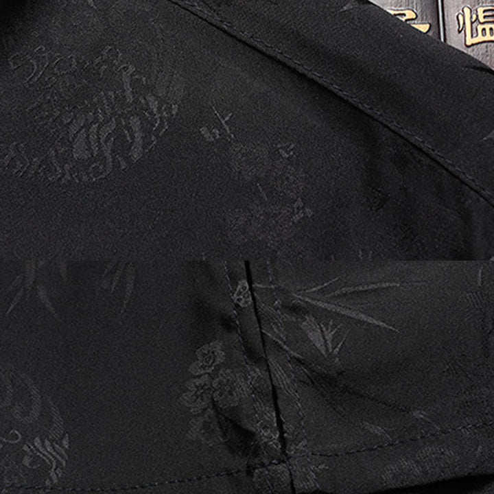 Buddha Stones石竹桃の花唐装漢服伝統制服半袖トップスパンツ衣類メンズセット - image 12