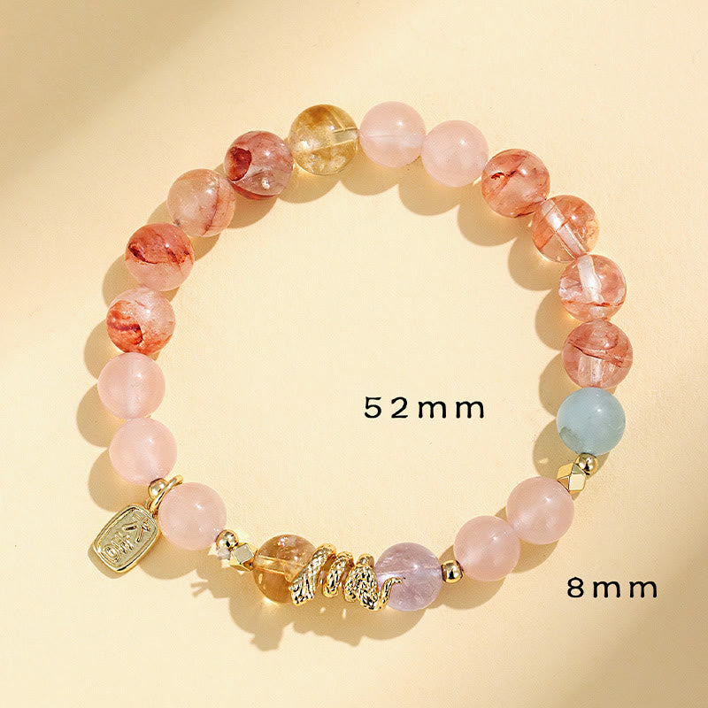 Buddha Stones各種クリスタルピンククリスタルアメジスト蛇年幸運ブレスレット