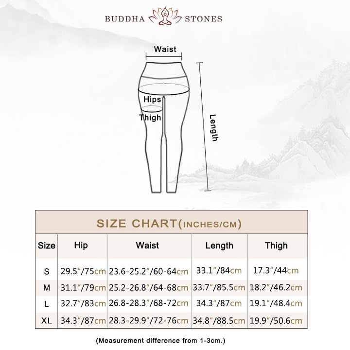 Buddha Stones、花びら、葉のプリント、スポーツ、エクササイズ、フィットネス、ハイウエストレギンス、レディース、ヨガパンツ - image 5