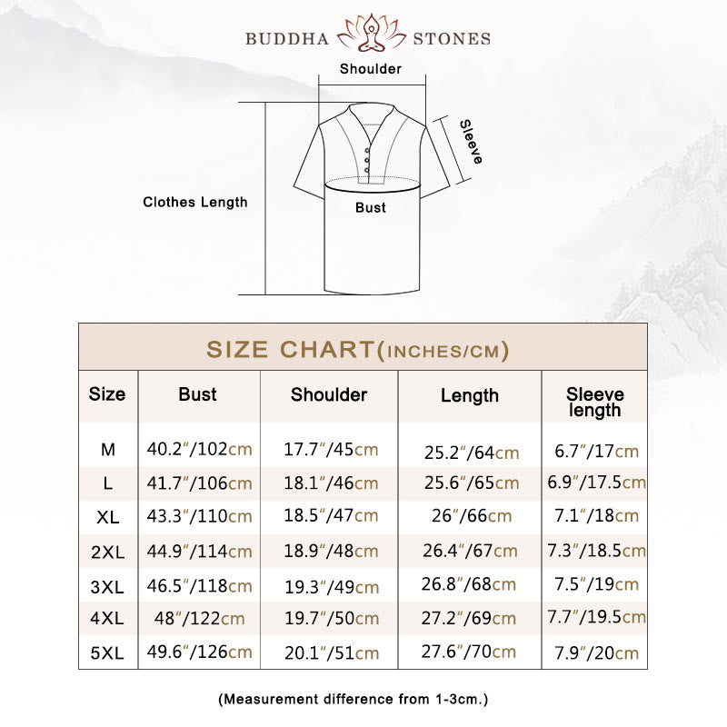 Buddha Stones メンズ 2点セット 無地 コットン 半袖ボタン付きTシャツ＆パンツ