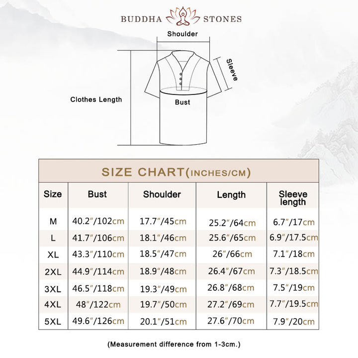 Buddha Stones メンズ 2点セット 無地 コットン 半袖ボタン付きTシャツ＆パンツ