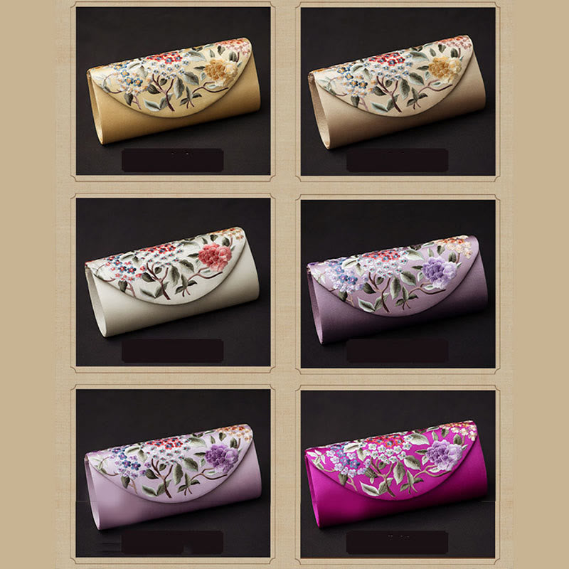Buddha Stonesと紫陽花の蘇刺繍のウェディングショッピングウォレットハンドバッグクロスボディバッグ