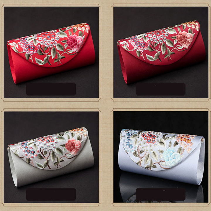 Buddha Stonesと紫陽花の蘇刺繍のウェディングショッピングウォレットハンドバッグクロスボディバッグ