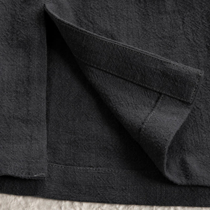 Buddha Stonesシンプル 秋 レースアップ コットンリネン メンズ ジャケットコート 禅服 - image 10