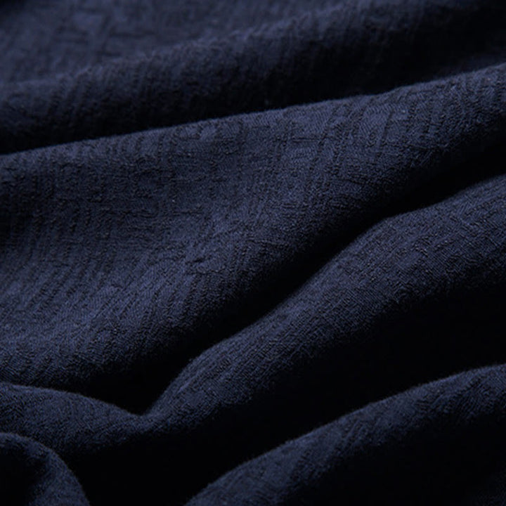 Buddha Stones秋 無地 長袖 ボタンシャツ コットンリネン メンズ 服 - image 13