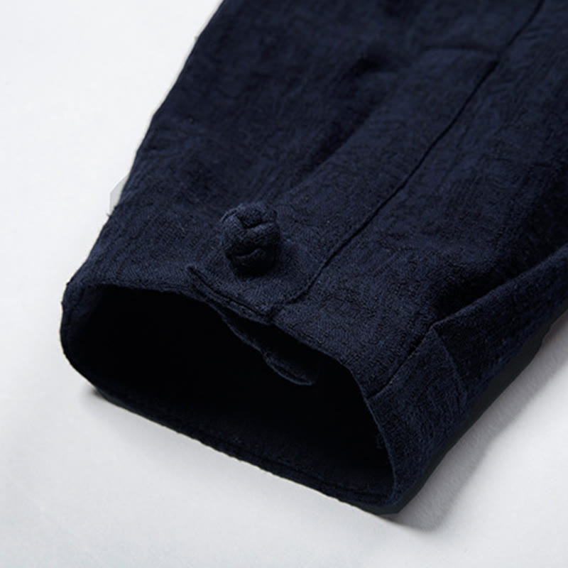 Buddha Stones秋 無地 長袖 ボタンシャツ コットンリネン メンズ 服 - image 12