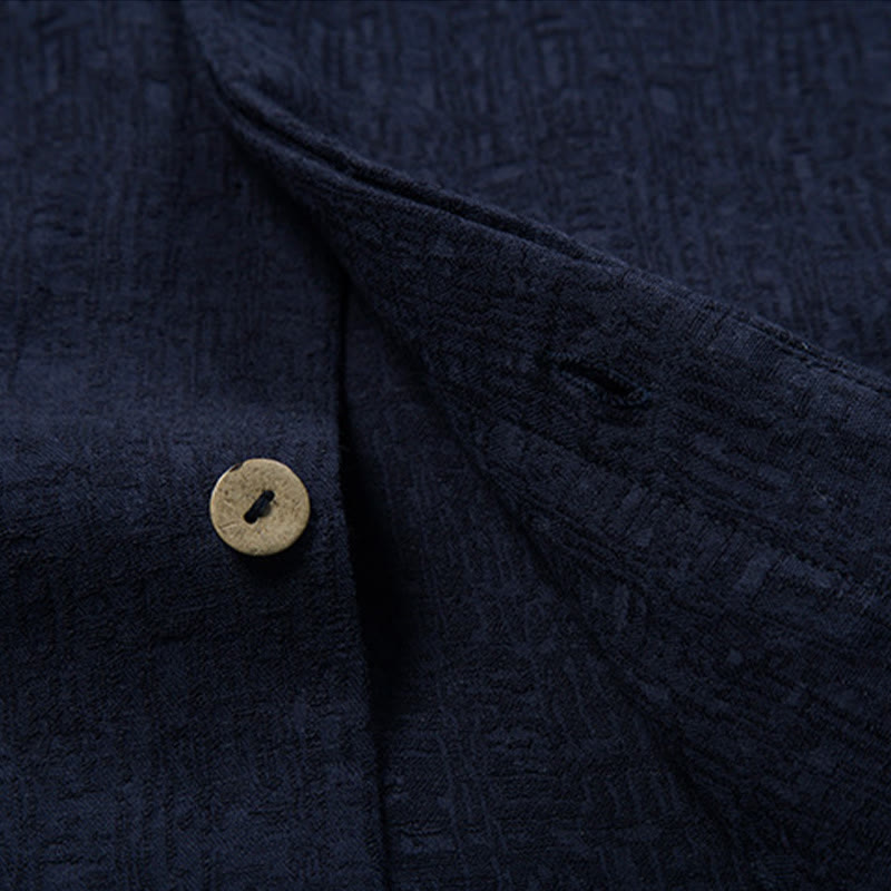 Buddha Stones秋 無地 長袖 ボタンシャツ コットンリネン メンズ 服 - image 10
