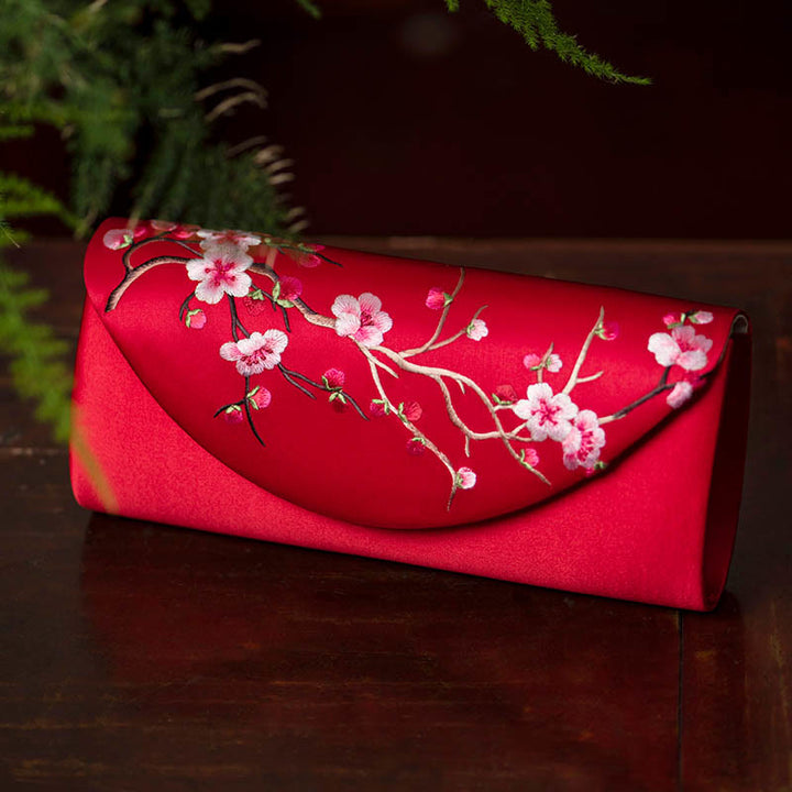 Buddha Stonesプラムボッサムチューリップ蘇刺繍ウェディングショッピング財布ハンドバッグクロスボディバッグ
