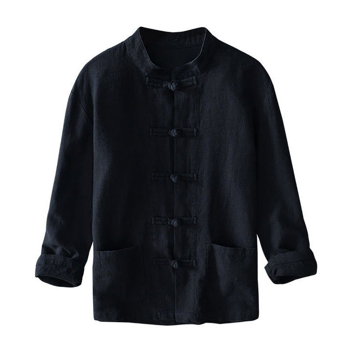 Buddha Stones メンズ コットンリネン素材 中国唐装風 カエルボタン付き ジャケットタイプシャツ ポケットあり - image 22