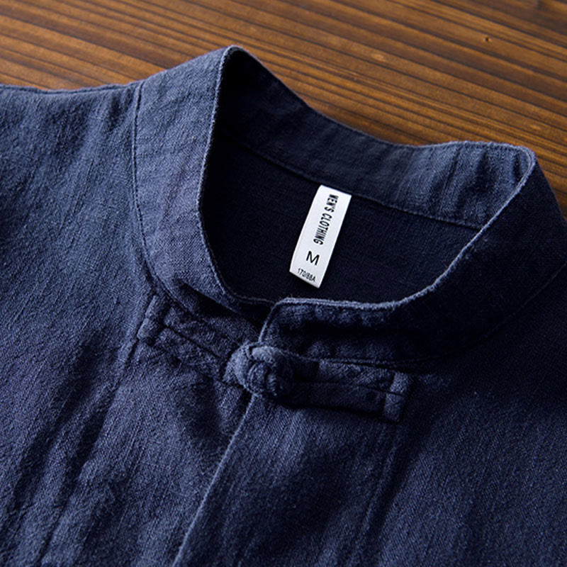 Buddha Stones メンズ コットンリネン素材 中国唐装風 カエルボタン付き ジャケットタイプシャツ ポケットあり - image 30