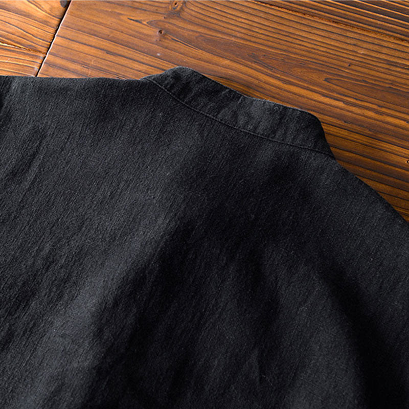 Buddha Stones メンズ コットンリネン素材 中国唐装風 カエルボタン付き ジャケットタイプシャツ ポケットあり - image 17