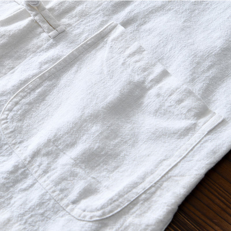 Buddha Stones メンズ コットンリネン素材 中国唐装風 カエルボタン付き ジャケットタイプシャツ ポケットあり - image 12