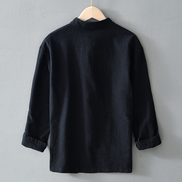 Buddha Stones メンズ コットンリネン素材 中国唐装風 カエルボタン付き ジャケットタイプシャツ ポケットあり - image 15