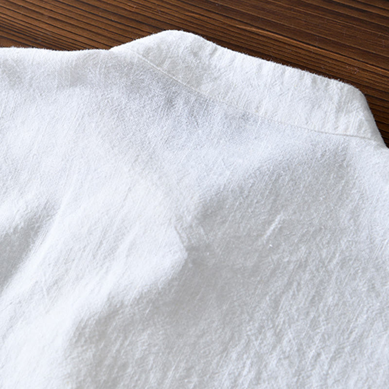 Buddha Stones メンズ コットンリネン素材 中国唐装風 カエルボタン付き ジャケットタイプシャツ ポケットあり - image 9