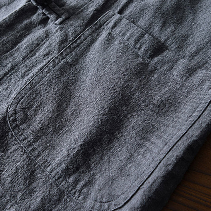 Buddha Stones メンズ コットンリネン素材 中国唐装風 カエルボタン付き ジャケットタイプシャツ ポケットあり - image 5