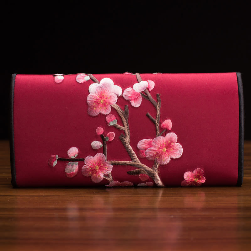 Buddha Stones梅の花 蘇刺繍 旅 ショッピング 長財布 ハンドバッグ