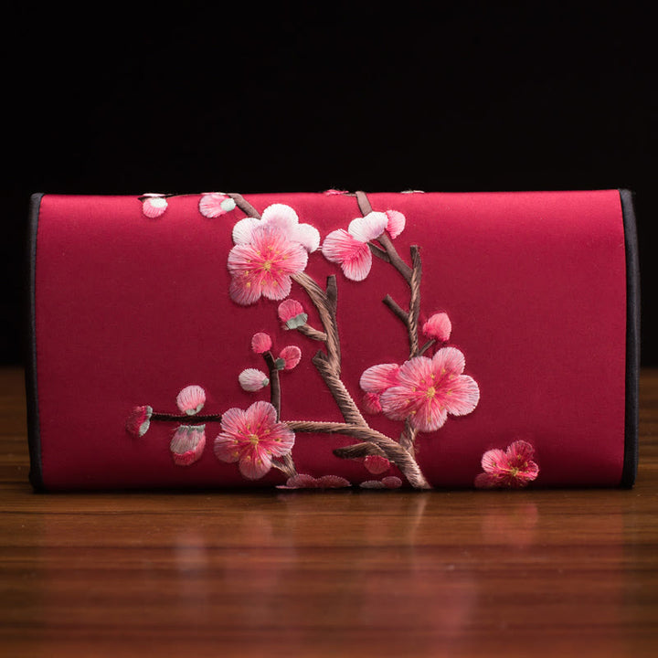 Buddha Stones梅の花 蘇刺繍 旅 ショッピング 長財布 ハンドバッグ