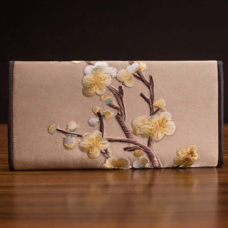 Buddha Stones梅の花 蘇刺繍 旅 ショッピング 長財布 ハンドバッグ