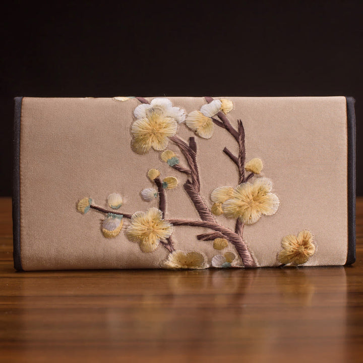 Buddha Stones梅の花 蘇刺繍 旅 ショッピング 長財布 ハンドバッグ