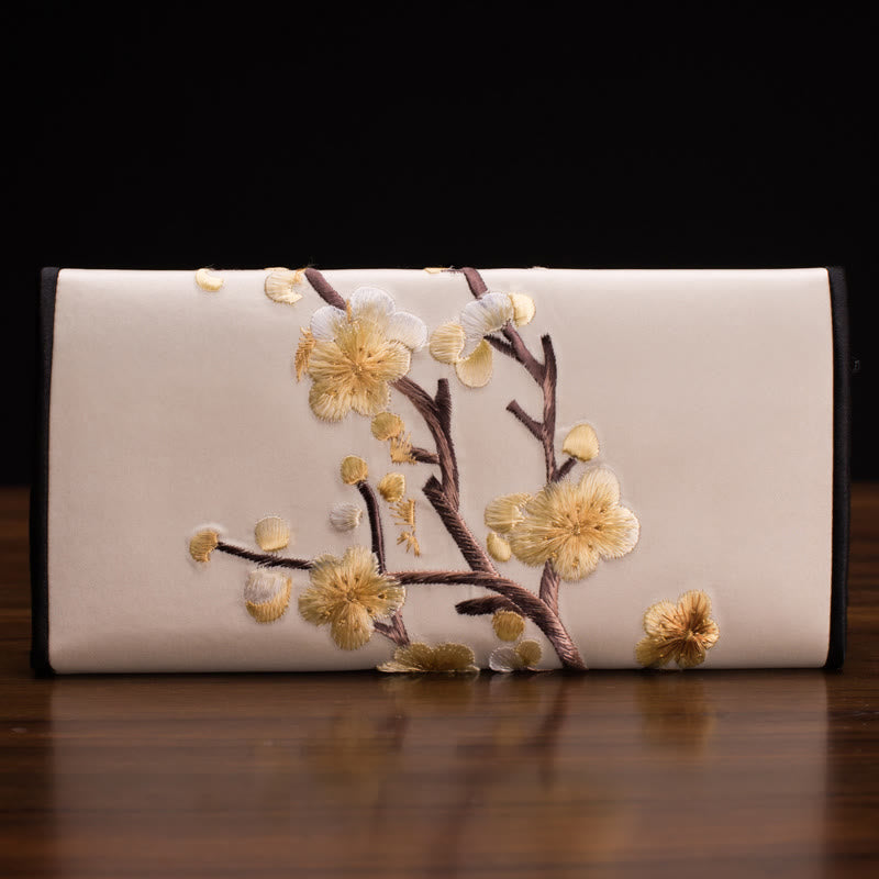 Buddha Stones梅の花 蘇刺繍 旅 ショッピング 長財布 ハンドバッグ