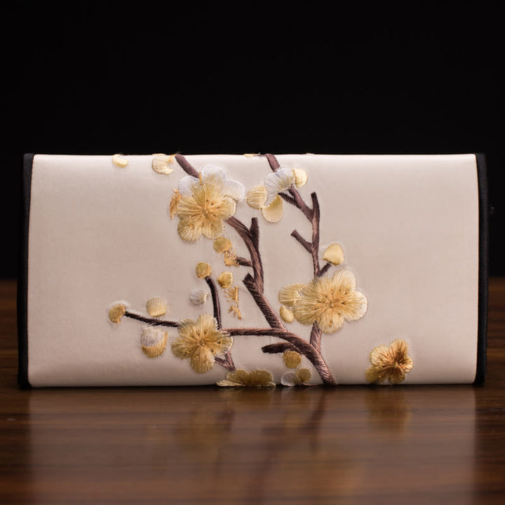 Buddha Stones梅の花 蘇刺繍 旅 ショッピング 長財布 ハンドバッグ