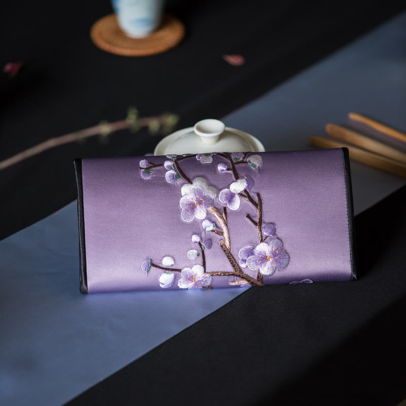 Buddha Stones梅の花 蘇刺繍 旅 ショッピング 長財布 ハンドバッグ