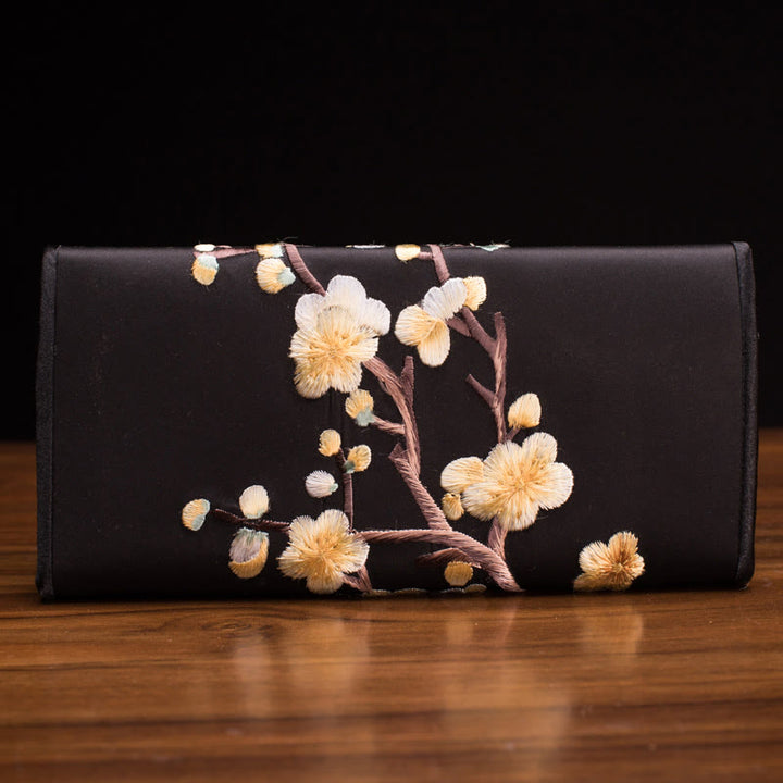 Buddha Stones梅の花 蘇刺繍 旅 ショッピング 長財布 ハンドバッグ