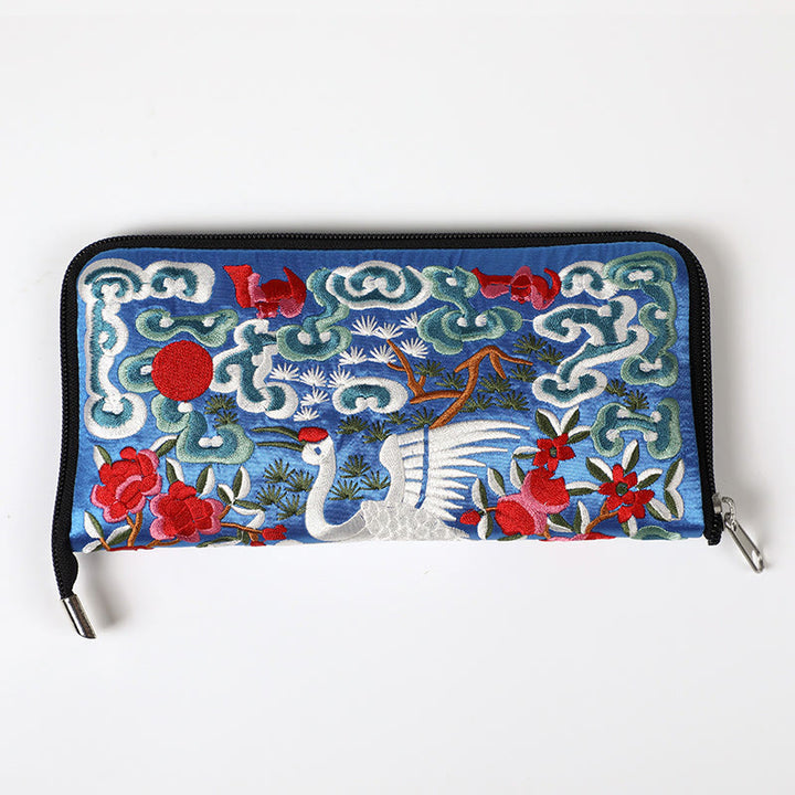 Buddha Stones神話の獣 鳳凰 龍 麒麟 蘇 刺繍 チケットフォルダー 収納 旅行 ショッピングバッグ ハンドバッグ
