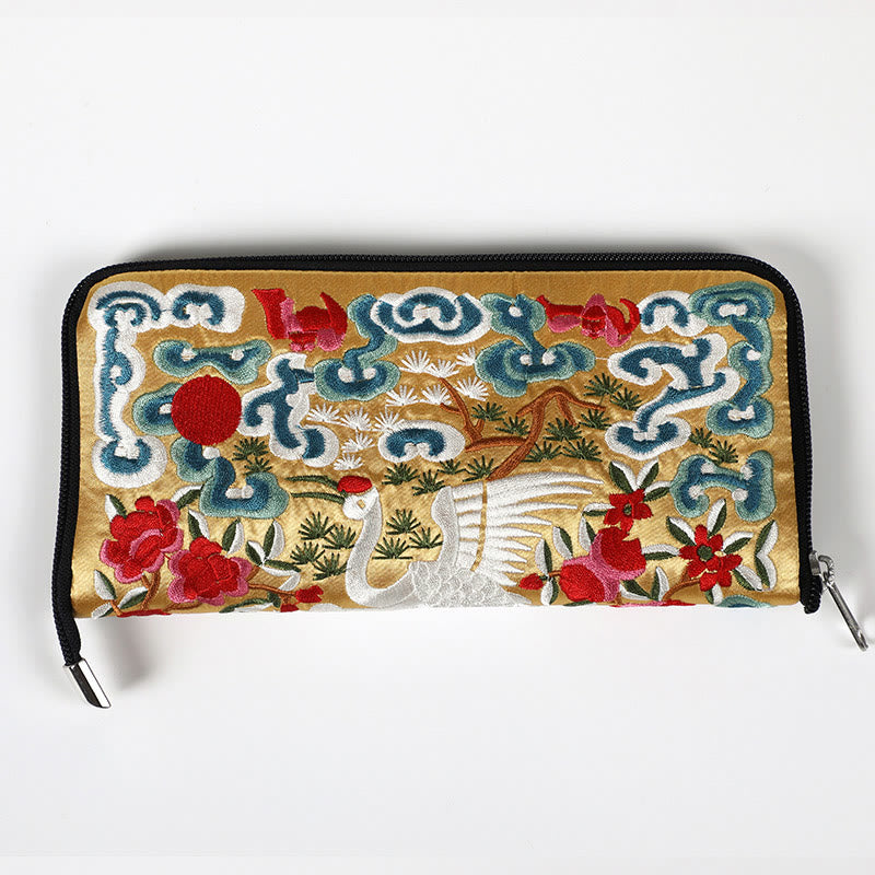 Buddha Stones神話の獣 鳳凰 龍 麒麟 蘇 刺繍 チケットフォルダー 収納 旅行 ショッピングバッグ ハンドバッグ