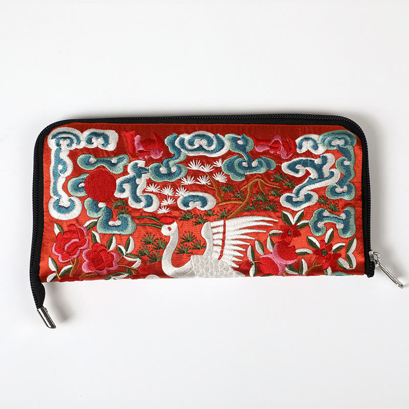 Buddha Stones神話の獣 鳳凰 龍 麒麟 蘇 刺繍 チケットフォルダー 収納 旅行 ショッピングバッグ ハンドバッグ