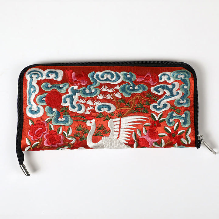 Buddha Stones神話の獣 鳳凰 龍 麒麟 蘇 刺繍 チケットフォルダー 収納 旅行 ショッピングバッグ ハンドバッグ