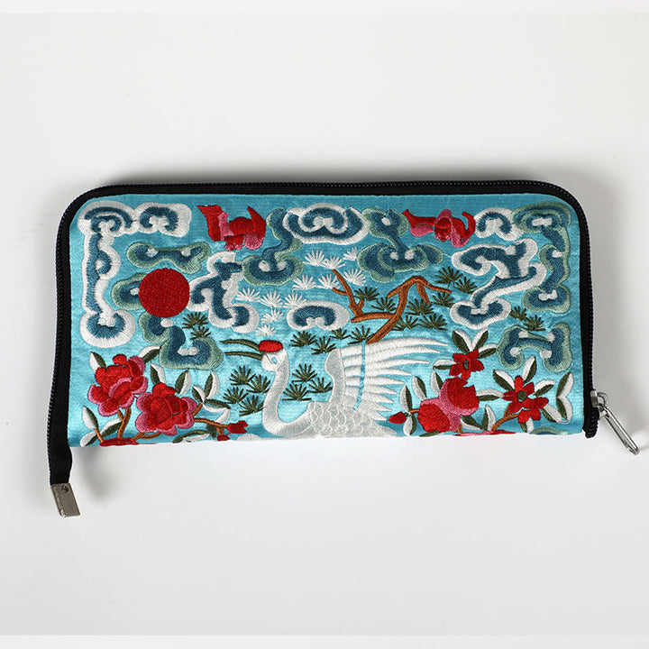 Buddha Stones神話の獣 鳳凰 龍 麒麟 蘇 刺繍 チケットフォルダー 収納 旅行 ショッピングバッグ ハンドバッグ