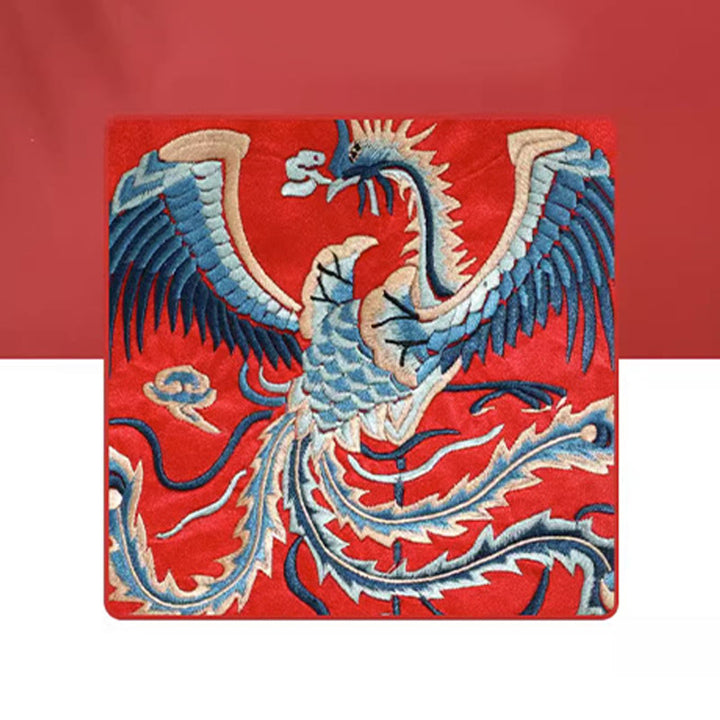Buddha Stones神話の獣 鳳凰 龍 麒麟 蘇 刺繍 チケットフォルダー 収納 旅行 ショッピングバッグ ハンドバッグ
