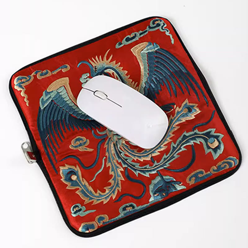 Buddha Stones神話の獣 鳳凰 龍 麒麟 蘇 刺繍 チケットフォルダー 収納 旅行 ショッピングバッグ ハンドバッグ
