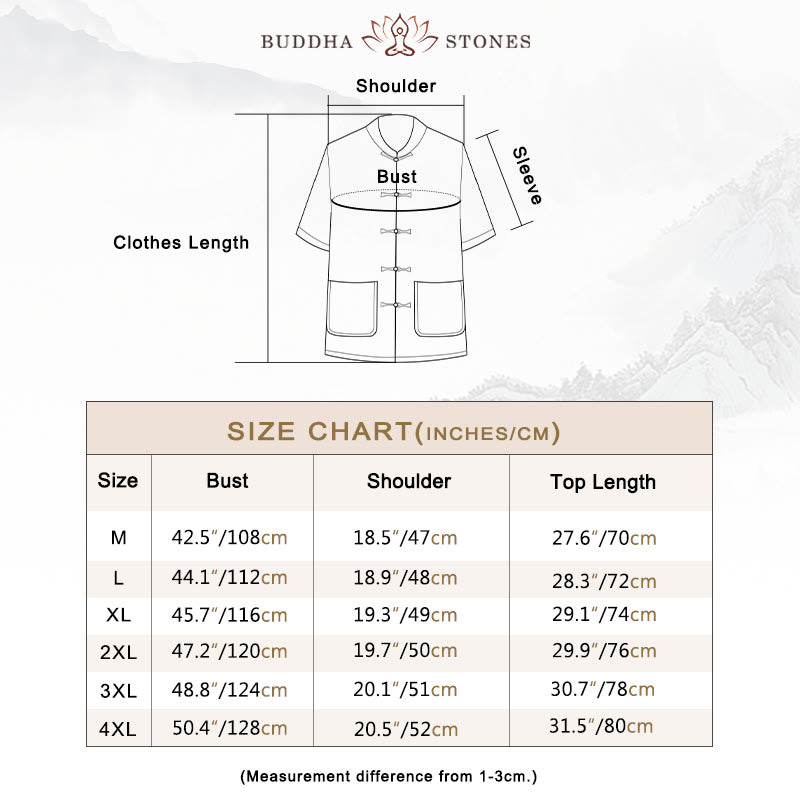 Buddha Stones龍風キャラクター唐装 伝統的半袖シャツ ワイドレッグパンツ 衣類 メンズセット - image 5